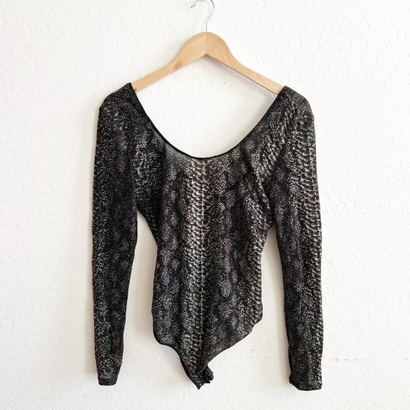 Bebe Black Gold Tie Back Bodysuit - Picture 4 of 9